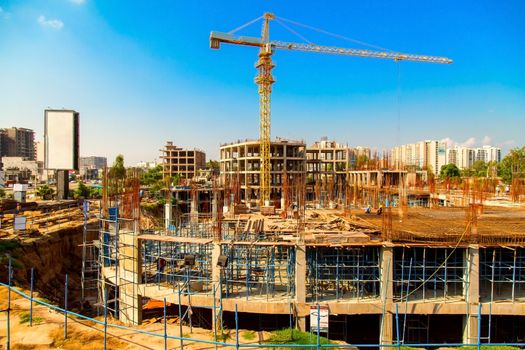 bhopal, Madhya Pradesh India - October 2019 : clear view of a new constructing buildings in bhopal