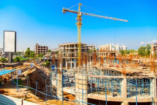 bhopal, Madhya Pradesh India - October 2019 : clear view of a new constructing buildings in bhopal