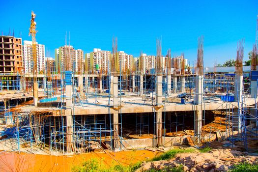 jabalpur, Madhya Pradesh India - May 2019 : view of a new constructing buildings in jabalpur