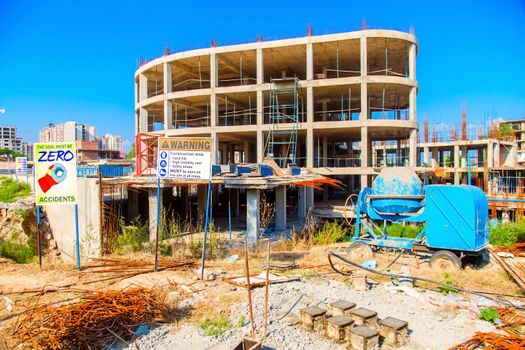 Guwahati, India - june 2019 : view of a new constructing buildings in guwahati