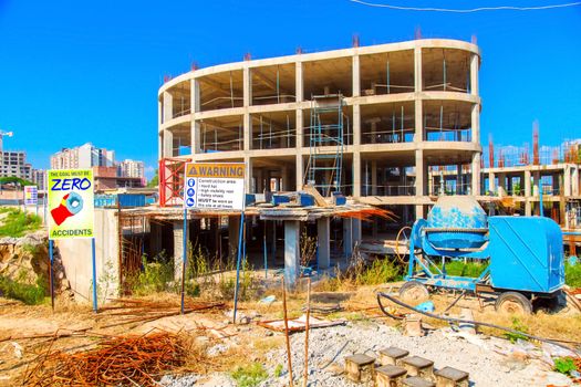 Guwahati, India - june 2019 : view of a new constructing buildings in guwahati