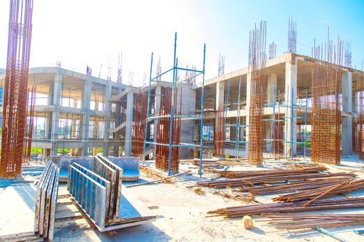 Guwahati, India - june 2019 : view of an under construction houses in guwahati