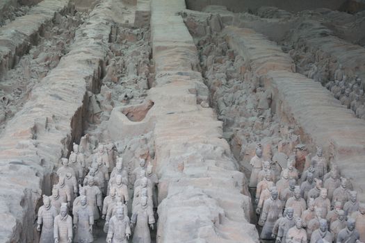 Lintong District, Shaanxi, China - 18 June 2011: Terracotta Army, Mausoleum of the First Qin Emperor