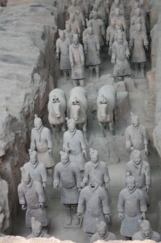 Lintong District, Shaanxi, China - 18 June 2011: Terracotta Army, Mausoleum of the First Qin Emperor