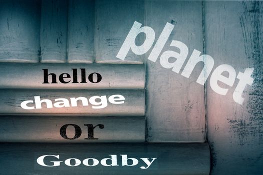 Distressed newspaper headline planet change or goodby uk