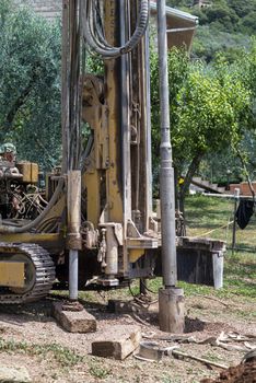 auger for water wells in a domestic construction site