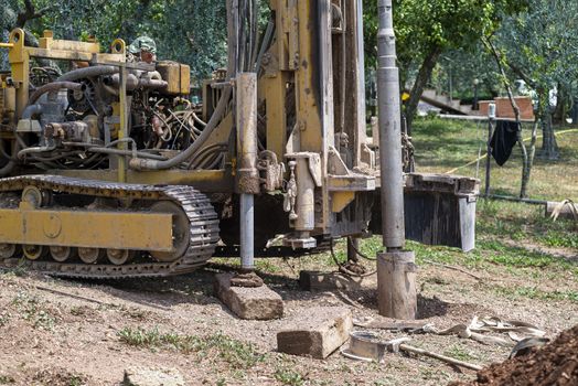 auger for water wells in a domestic construction site
