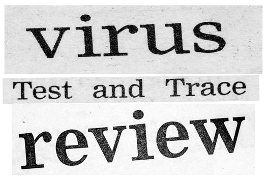 Distressed newspaper headline virus test and trace review uk