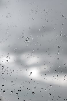 Drops of rain on the window (glass). Shallow DOF.