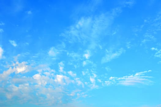 Beautiful blue sky with clouds, air nature