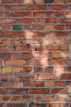 Brick wall background or texture with day light spots