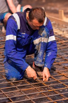 Reinforcement bars for base plate for house foundation for new house basis.