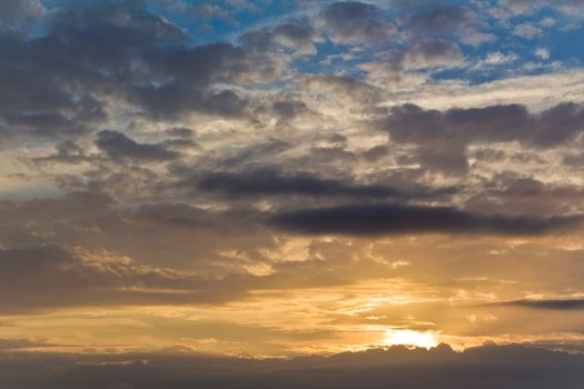 Amazing and rare, beautiful cloud formation at sunset in the evening