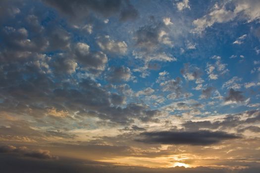 Amazing and rare, beautiful cloud formation at sunset in the evening