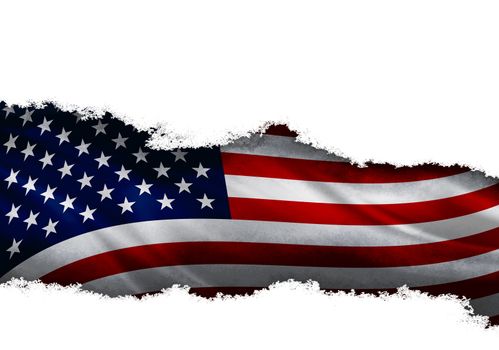 Torn paper and USA flag with copy space illustration