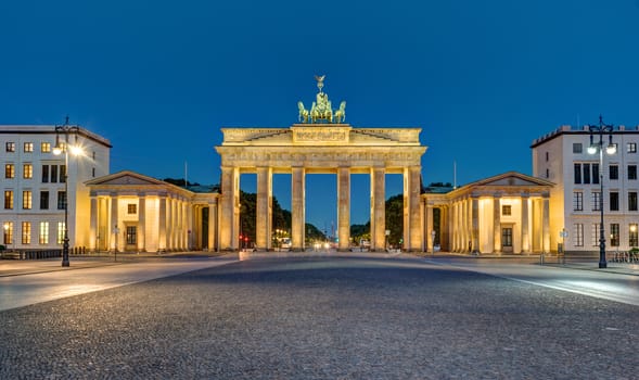 Panorama of the Brandenburger Tor in Berlin at night