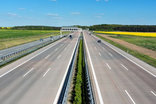 German motorway on a sunny day with little traffic
