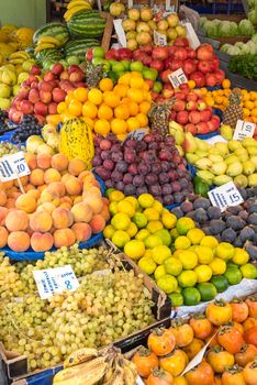 Great variety of fruits for sale at a market