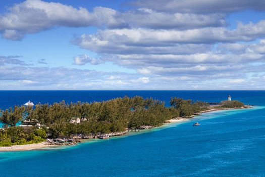 A Lighthouse at End of Point of Land in Nassau Bahamas