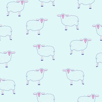 Seamless pattern of lamb. Background of rams. Illustration for textiles and wallpaper.
