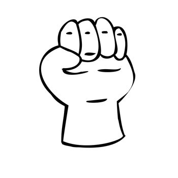 Hand clenched into a fist. Gesture of strength. Illustration in sketch style. Hand drawn illustrations