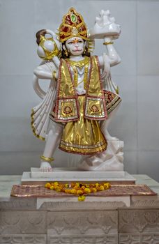 Nicely carved and decorated Idol of Hindu God Hanuman in a temple at Somnath, Gujrat, India.