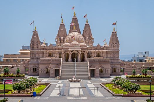 Isolated image of Shree Swaminarayan temple, Ambegaon, Pune, Maharashtra, India