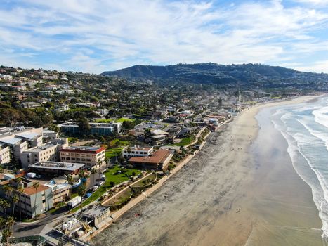 Aerial view of La Jolla Bay, San Diego, California, USA. . bay with with luxury villa on the coast.