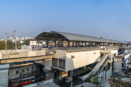Nampally, Hyderabad, Telangana, India- February 18th, 2019 : Namapally metro railway station in the morning.