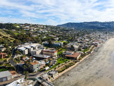 Aerial view of La Jolla Bay, San Diego, California, USA. . bay with with luxury villa on the coast.