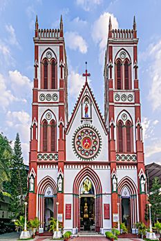 Basilica of the Sacred Heart of Jesus church situated on the south boulevard of Pondicherry, India,.