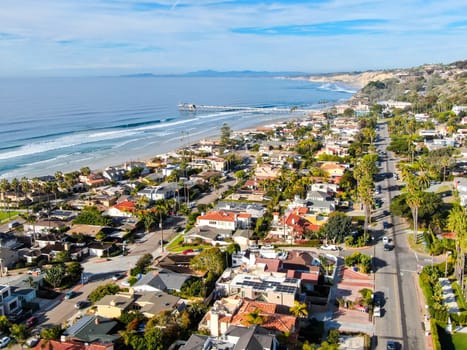 Aerial view of La Jolla Bay, San Diego, California, USA. . bay with with luxury villa on the coast.