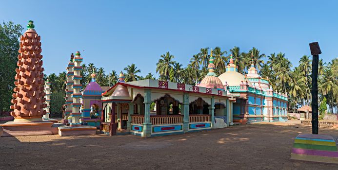 Nicely painted panoramic view of Kalbhirav temple at Velneshwar, Maharashtra,  India.