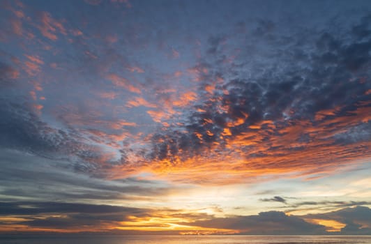 Abstract amazing Scene of stuning Colorful sunset with clouds background in nature and travel concept, wide angle shot Panorama shot 