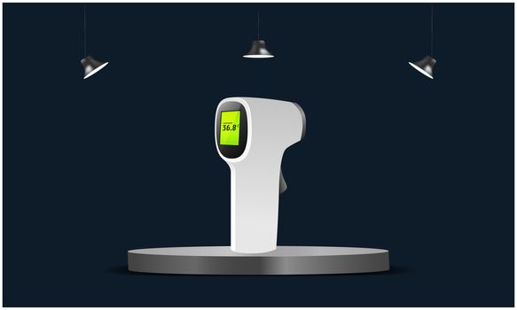 mock up illustration of infrared thermometer on podiums