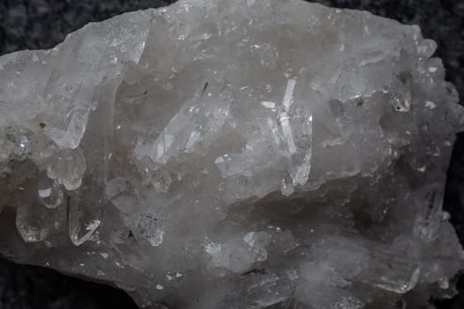 transparent shiny rock crystals in a geode