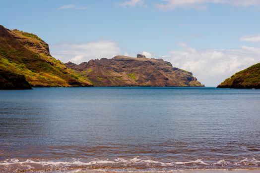 Beautiful summer morning beach in French Polynesia.