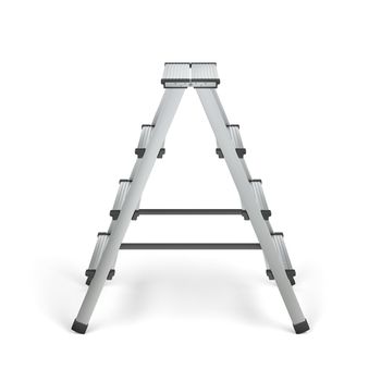 Aluminum stepladder on white background, side view