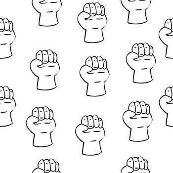 seamless pattern of fists in doodle style. fight. illustration.