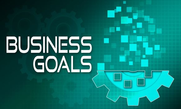 Business goals with blue digital cogwheels, 3d rendering.