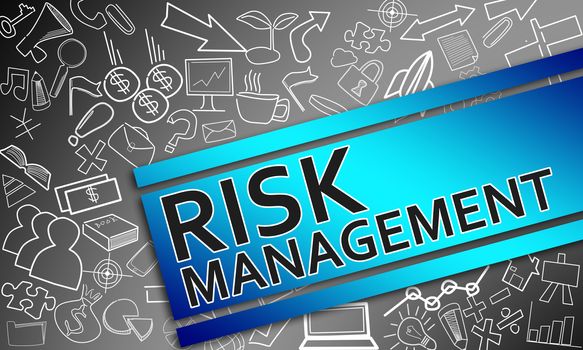 Risk management concept with creative icon drawings , 3d rendering