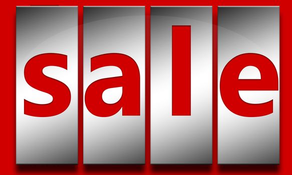 Sale banner design with red background, 3d rendering