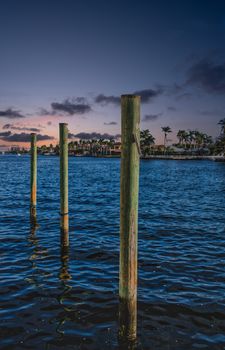 Old Wood Mooring Posts in the Intracoastal Waterway