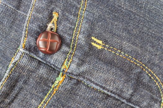 Crotch Jeans Texture Background and Brown Button. Crotch Jeans Background and Brown Button for Apparel Design