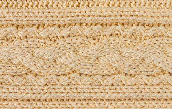 Dark Yellow Knitting Texture or Knitted Texture Background in macro style. Knitting Texture or Knitted Texture in vintage style for design