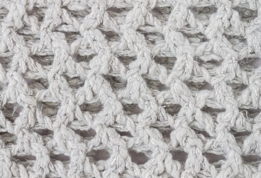 White Knitting Texture or Knitted Texture Background in macro style. Knitting Texture or Knitted Texture in vintage style for design