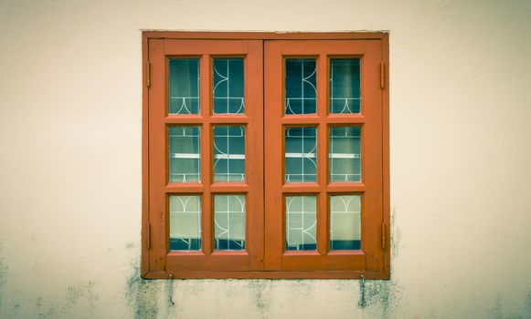 Brown windows frame on grunge or dust background. Vintage windows frame. Classic windows frame for design. Windows frame cinematic background