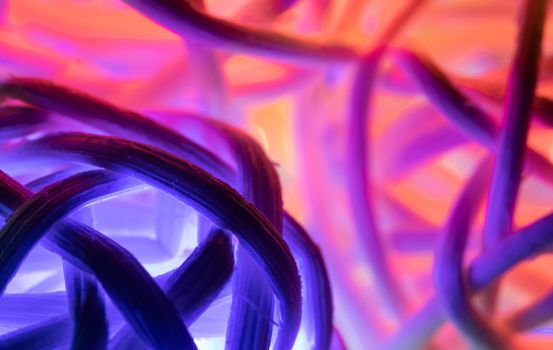 Abstract Purple Red Christmas Lights Rattan Ball Background in Close up View