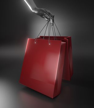 3d rendering of hand shopping bag.