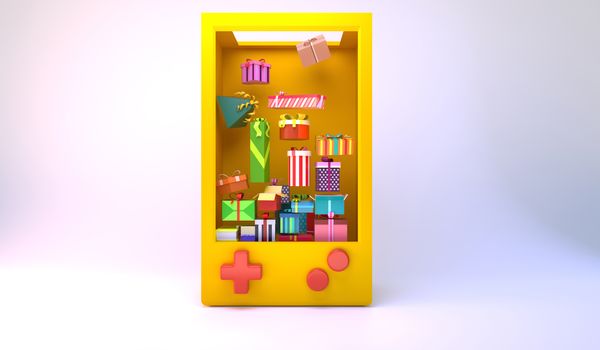 3d rendering of gift and yellow box.
